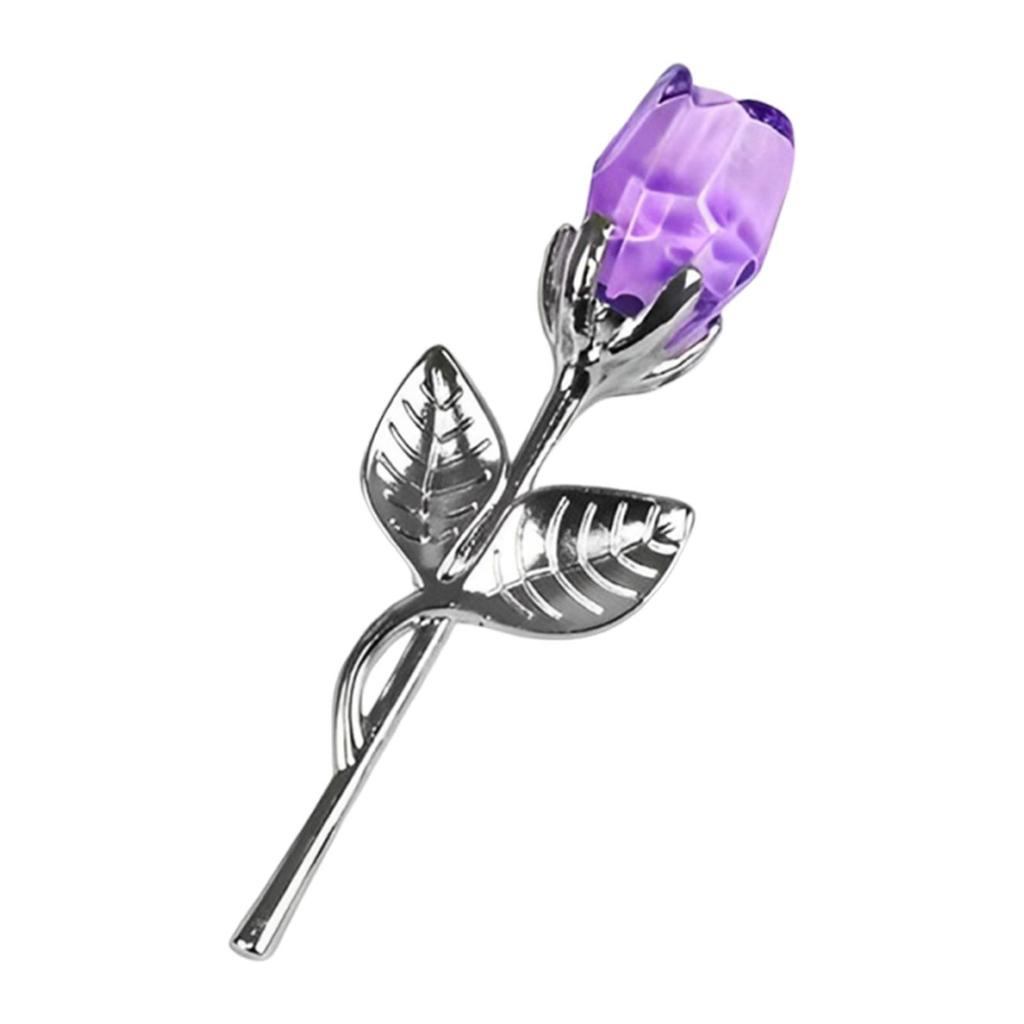 Ornamenti a Forma di Fiore di Rosa di Cristallo Statuette in Vetro da Tavolo da Collezione per Arredamento Casa