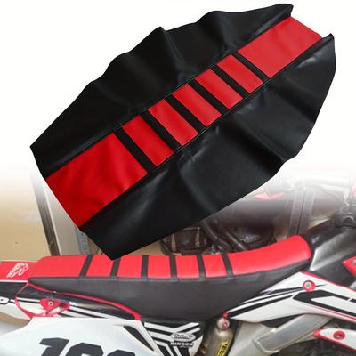 Antypoślizgowa poduszka na siedzenie motocyklowe ze skóry PU z czerwonymi paskami do HONDA CRF YZF EXC SXF 125 150 Wygodna gumowa osłona dla lepszych wrażeń z jazdy