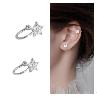 Boucles d'oreilles à Clip en forme d'étoile en cristal pour femmes, bijoux à la mode en argent Sterling 925, sans trou, accessoires féminins brillants