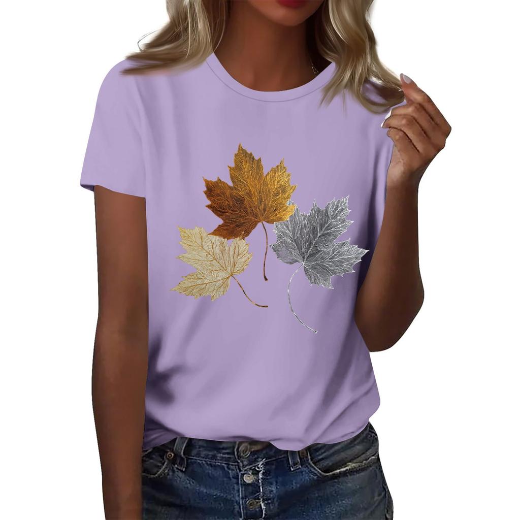 Mode Femme Décontracté Imprimé Col Rond Manches Courtes T-Shirt Haut T-Shirt Haut Haut