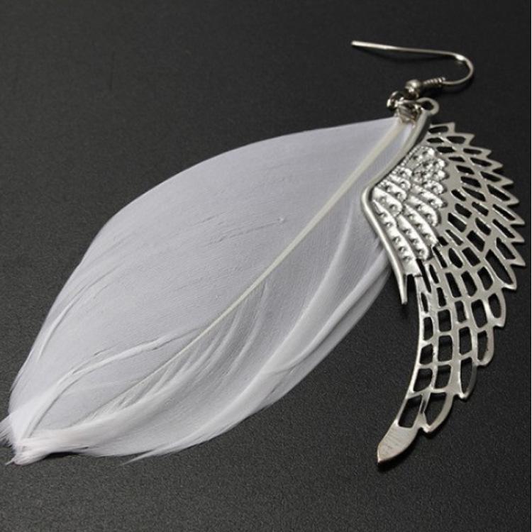 Exaggerated Angel Wings Feather Earrings - Long, Stylish Fashion Jewelry