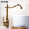 Kitchen Basin Faucet Bath Kitchen Sink Faucets Antique Brass Single Handle Kitchen Deck Mounted Hot and Cold Water Mixer Basin Sink Taps