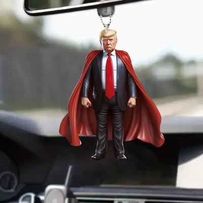 Nuevo Colgante de Dibujos Animados Lindo Trump Acrílico Plano Colgante para Coche Adorno para Mochila