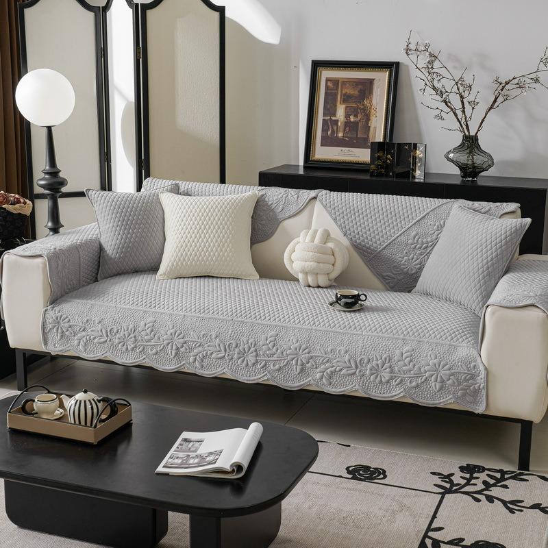 Short Pulsh Sofa Cover Non Slip French Style Sofas Cushion Solid Color L Shape Couch Towel Protector for Living Room Decor