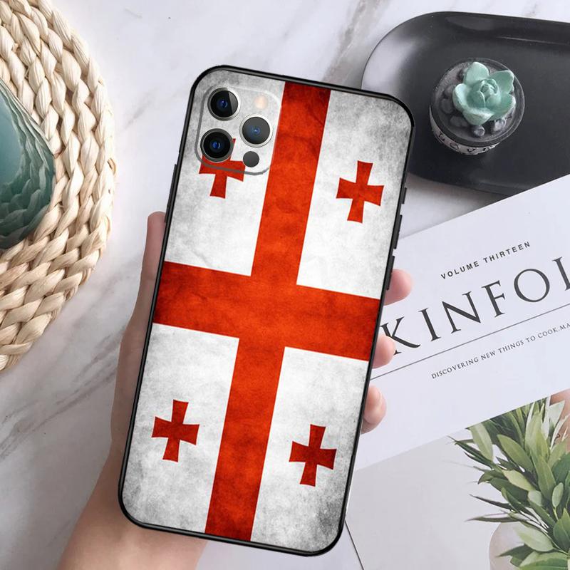 Georgia Flag Soft Case For iPhone 16 Pro Max 13 12 Mini XS Max X XR 11 15 Pro Max 14 Plus Back Cover