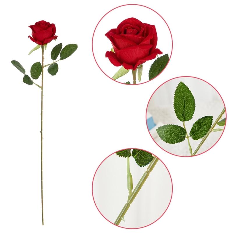 Practical Set of 6 Lifelikes Soft Flocking Fabric Roses Portable for Florals Arrangements and Special Gifts Daily Use
