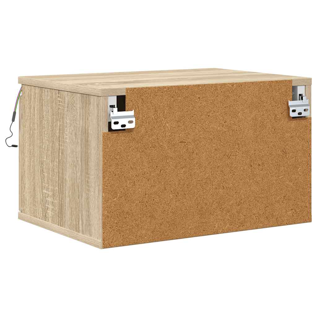 Wall Mounted Nightstands with LED Lights 2 pcs Sonoma Oak