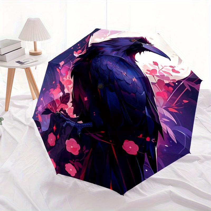 1pc Moon Raven Automatic Folding Umbrella - Lightweight, Retractable Design with 8-Rib Durability, Perfect for Outdoor Adventures, Fashionab