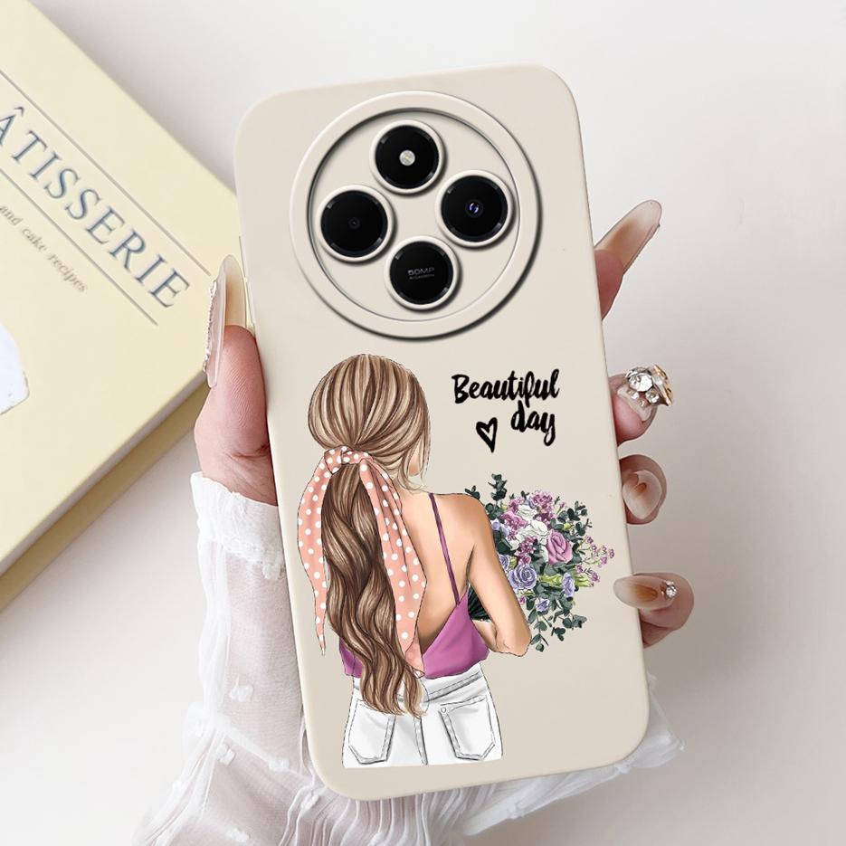 Für Xiaomi Redmi 14C Hülle Stylische Sonnenblume Hübsche Mädchen Rückabdeckung Weiche TPU Handyhülle Für Xiaomi Poco C75 C 75 Redmi14C Fundas