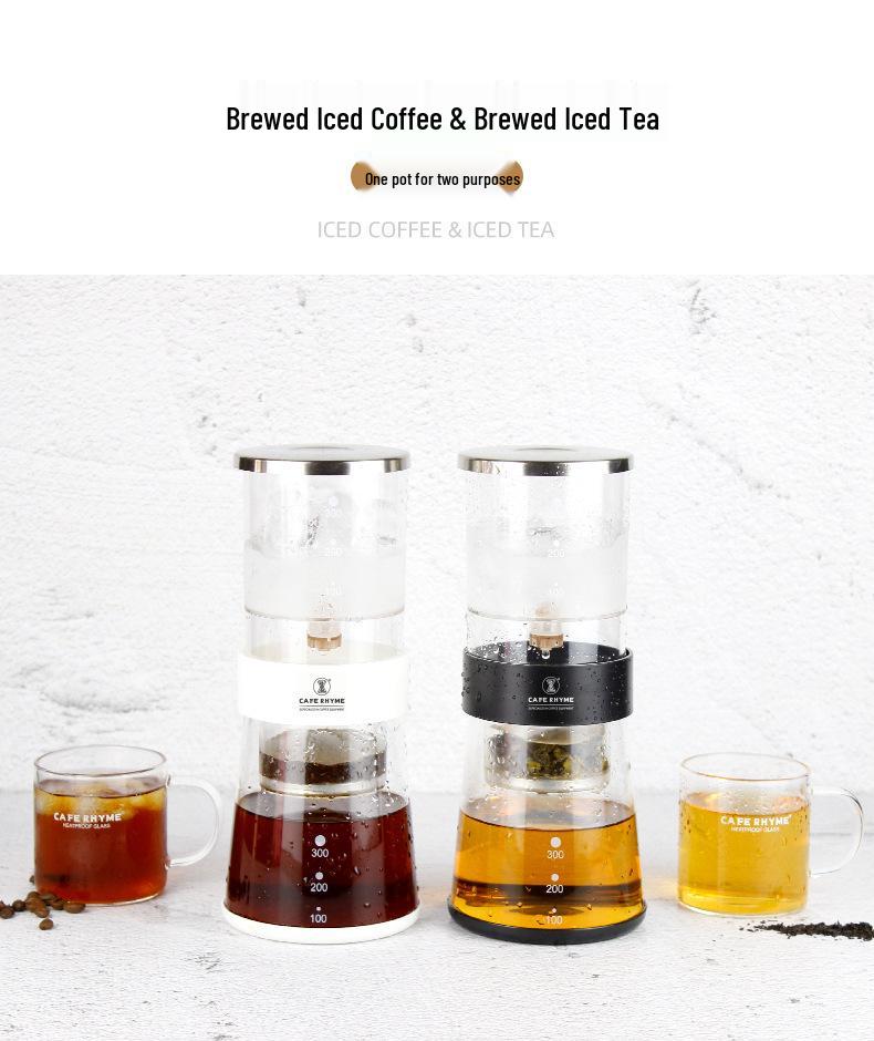 Ice Drip Coffee Maker with High Borosilicate Glass - Cold Brew Pot for Commercial and Household Use