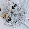 Crayon Shin-chan Auto Umbrella Black White Transparent Anime Rain Protection Portable 3-Fold Compact Umbrella with Cartoon Print