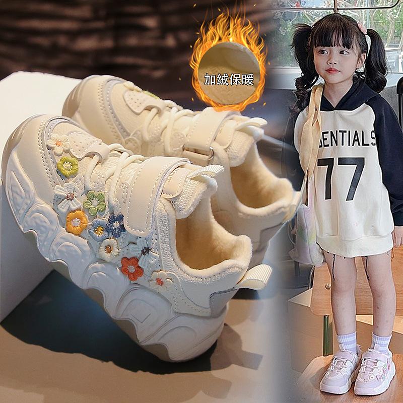 Children's shoes new 2025 spring and autumn breathable girls flower bread shoes small bow fashion student classmates