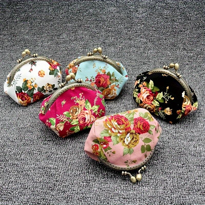 1pc Vintage Floral Print Clutch Wallet with Push-Lock Closure - Multi-Compartment Organizer for Coins, Cards & Keys,Travel Purse