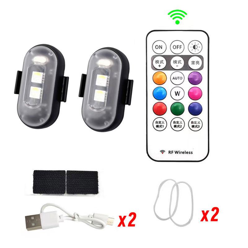 Bike Car Motorcycle LED Flash 8 Color Remote Warning Light Mini Wireless Strobe Universal Signal Light Indicator Safety Lights