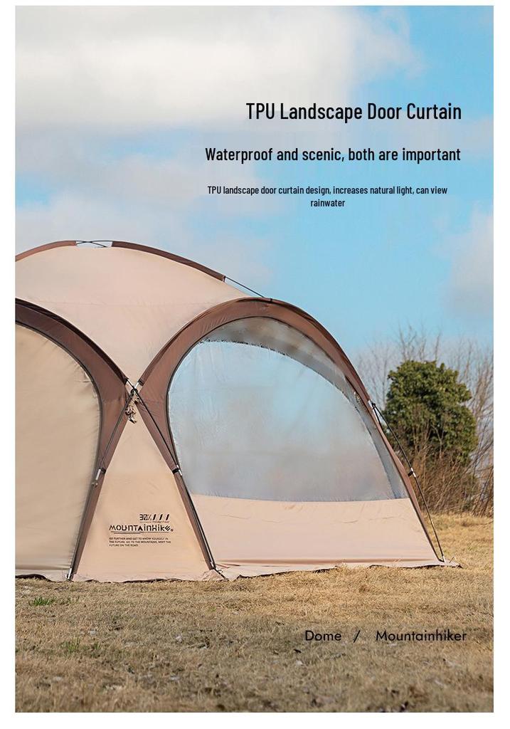 Mountain Guest Silver-Coated Dome Canopy: Upgraded Zipper Tent & Sun Shelter, Large Outdoor Camping Yurt with Sun Protection.