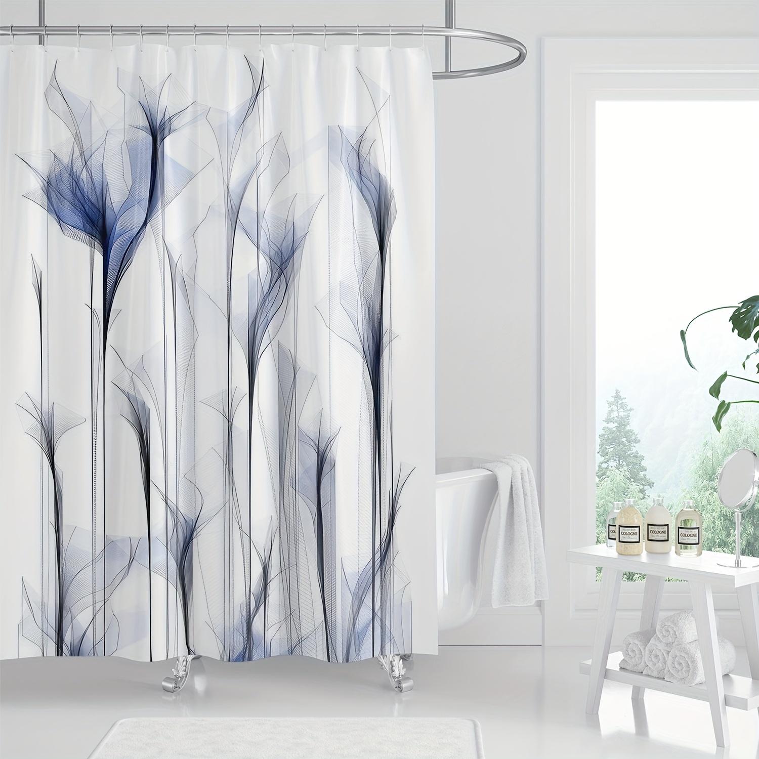 Abstract Digital Curtain - Water-Resistant, Knit Weave, Machine Washable, Hooks Included, Artistic Design, Minimalist Pattern W90XH180cm