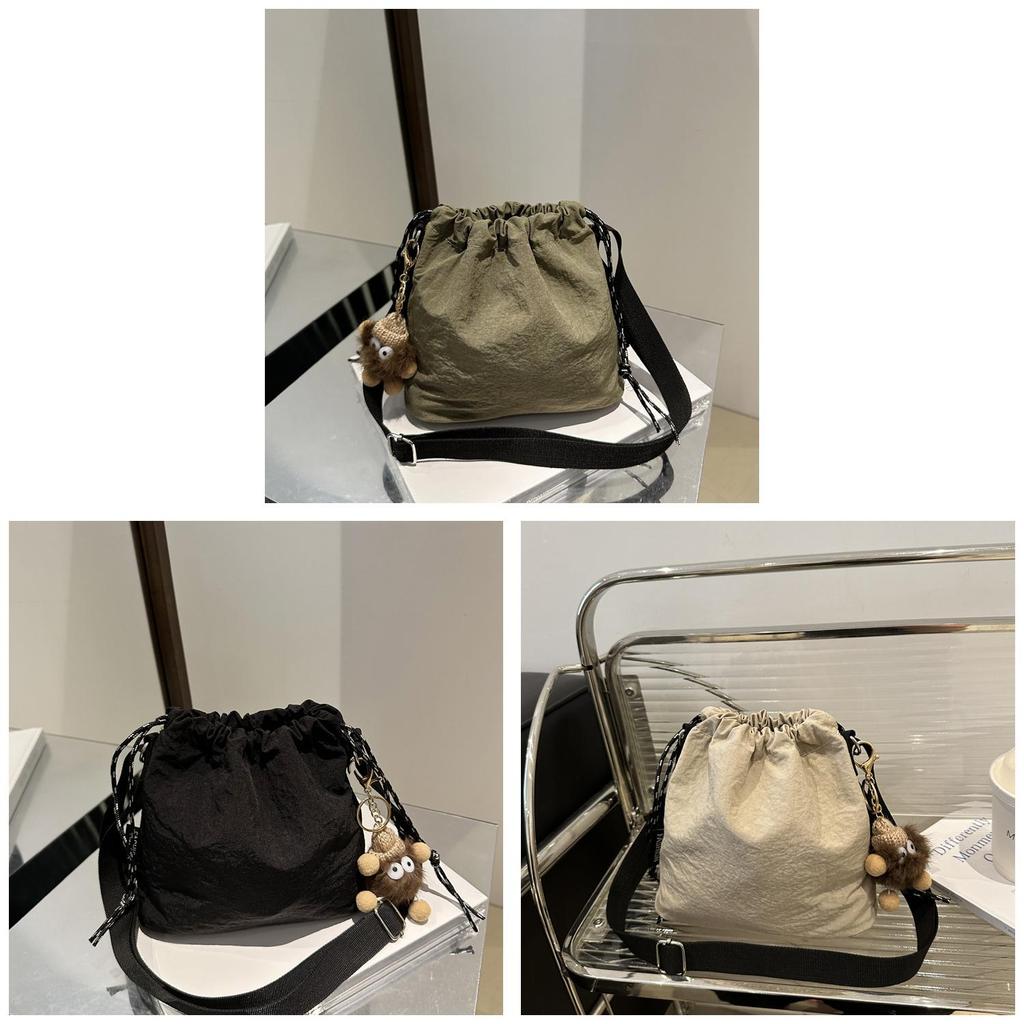 Water Bucket Bag For Women With Drawstring Closure Soft Material Casual Crossbody Purse