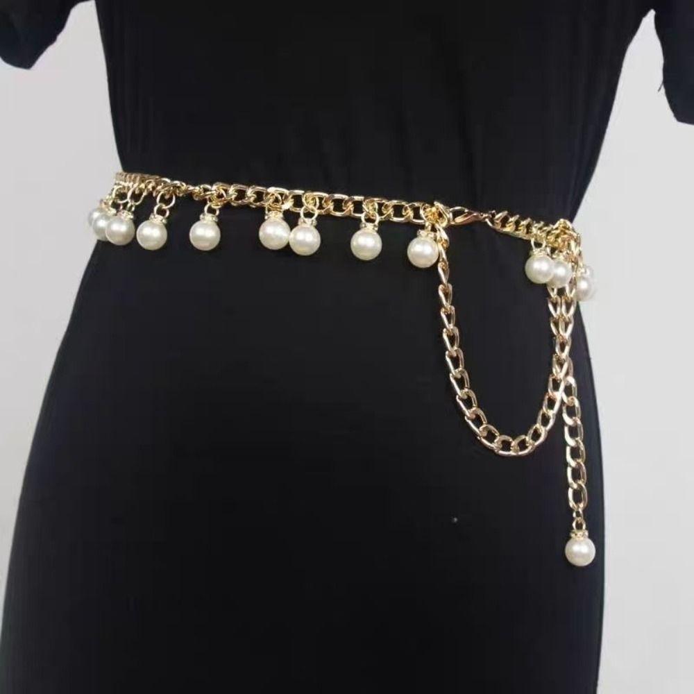 Elegant Chain Belt Versatile Waist Chain Stylish Pearl Belt Skirt Sweater Decorative Accessories