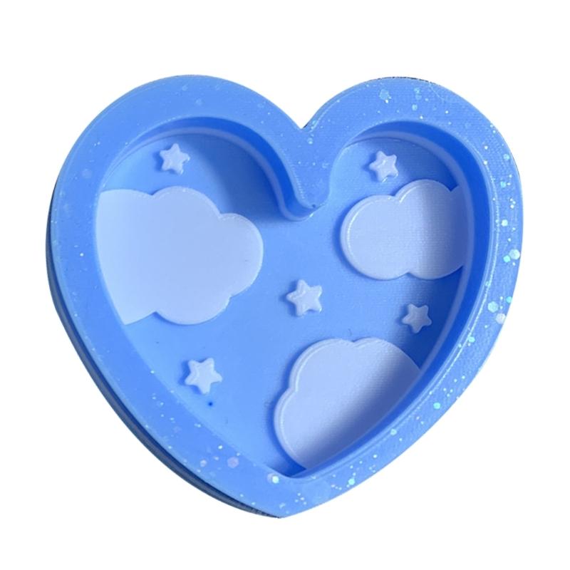 Silicone Quicksand Mold Starry Star Cloud Love Heart Shape Epoxy Resin Casting Tool for Handmade DIY Pendant Craft