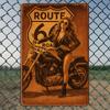 Vintage Route 66 Motorcycle Sign - Retro Aluminum Wall Art for Cafe & Bar Decor