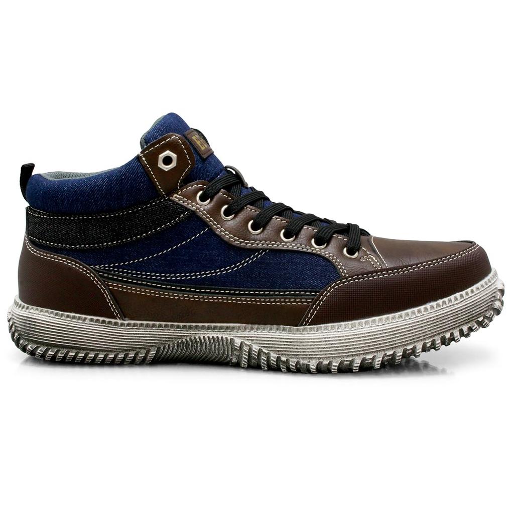 Edwin Waterproof Walking PU Size Men's Shoes, 3E, Lightweight, Shock-Absorbing Sole, Comfortable, Mid-Cut, High-Cut, Leather, Lace-Up, Denim, 26.5