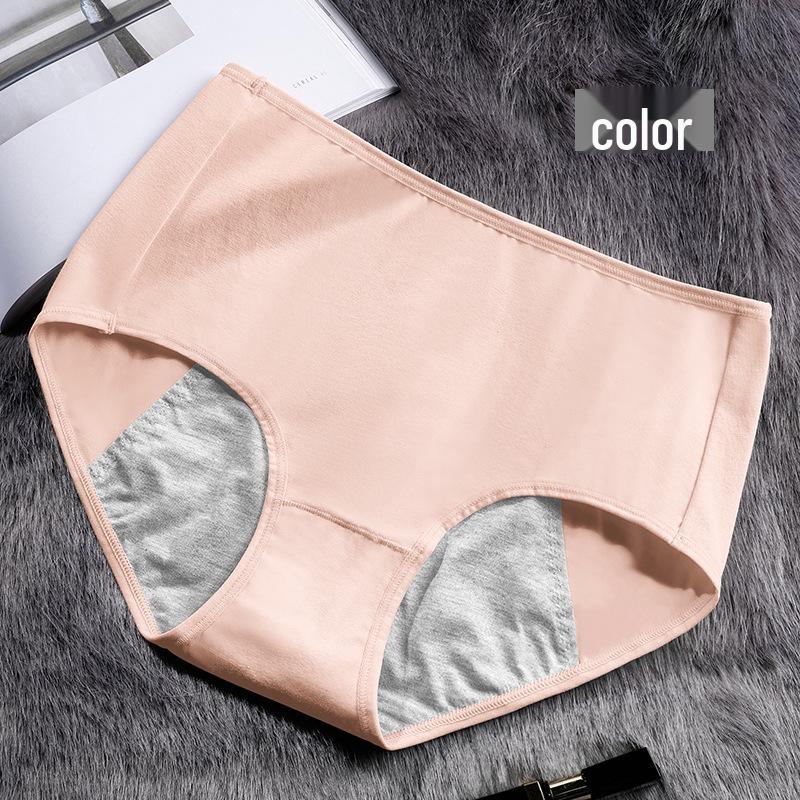 Women's Mid-Waist Pure Cotton Menstrual Underwear - Breathable, Anti-Leakage Briefs for Girls & Ladies