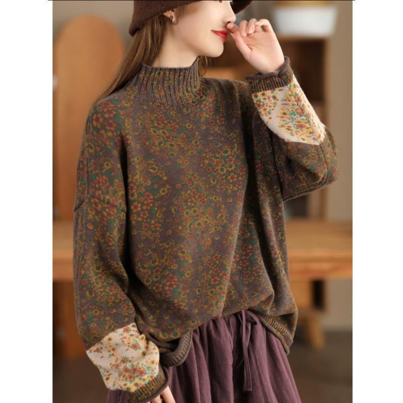 Men's Winter Half Turtleneck Knit Shirt Long Sleeve Pullover Knit Shirt