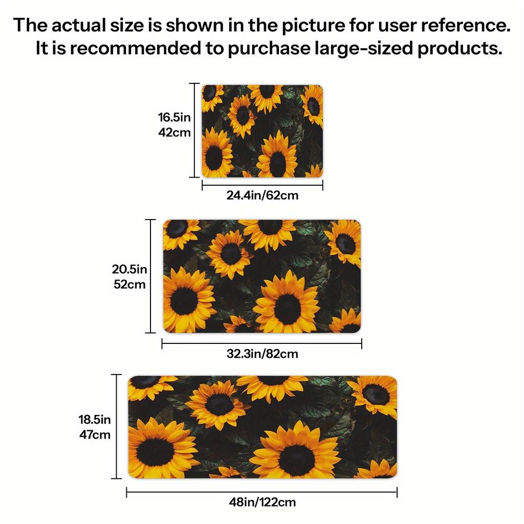 1 Stück Frühlings Sonnenblumenmuster Fußmatte Modern Küche Polyester Teppich Rutschfest Bunt Innen Teppich, Für Zuhause Badezimmer Schlafzimmer Wohnzimmer Dekor