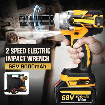68V 9000mAh 520N.m Cordless Lithium-Ion Battery AC100-240V Electric Impact Wrench Cordless Brushless with Battery