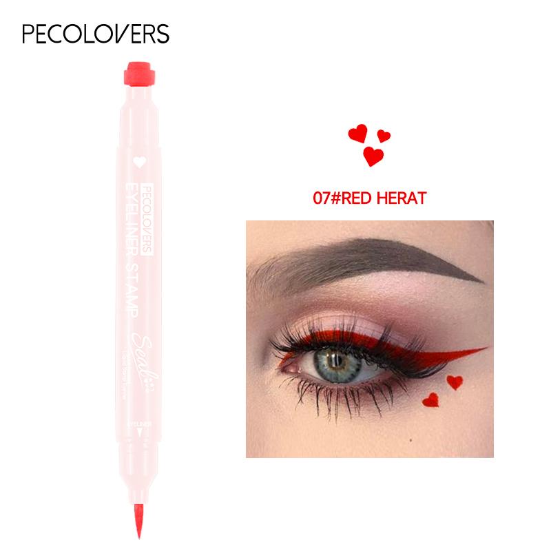 Double-head Liquid Eyeliner Pen with Stamps, Natural Finish Waterproof Quick-drying Long-lasting, Friendly Beginner Eye Beauty