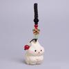 Hand Carved Wooden Rabbit Keychain Lightweight Portable Design Car Keyring Cartoon Animal Bag Hanging Accessory