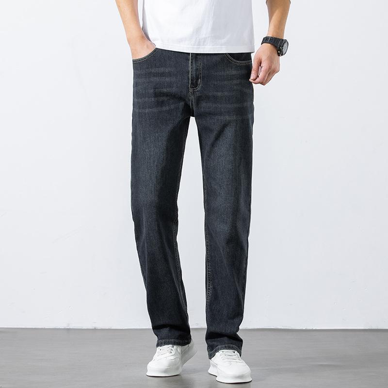 Men's Jeans Autumn And Winter New Style Retro Loose Straight Wide Leg Elastic Trendy Trousers Versatile And Casual