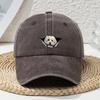 1Pc Women'S Cartoon Hole-Punched White Dog Print Accessories Washed Baseball Cap Unisex Dad Hat Soft Top Outdoor Curved Brim Hat