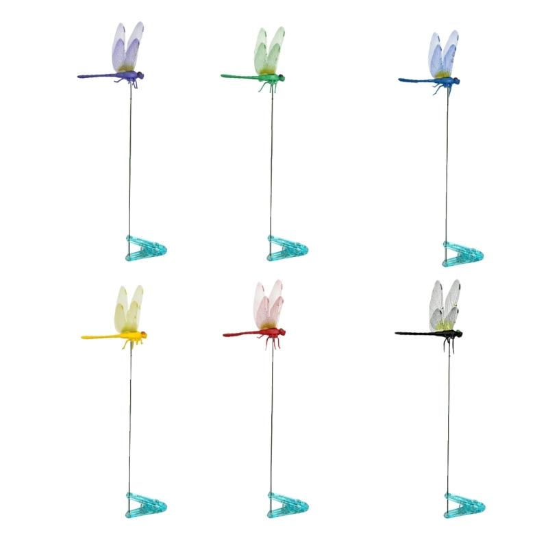 Beautiful PVC 3D Simulation Dragonflies Clip Ornaments For Yard Patios Balcony Flower Beds Decoration And Mosquitoes Control