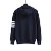 2025 Unisex College Style Hooded Cardigan with Four Stripes