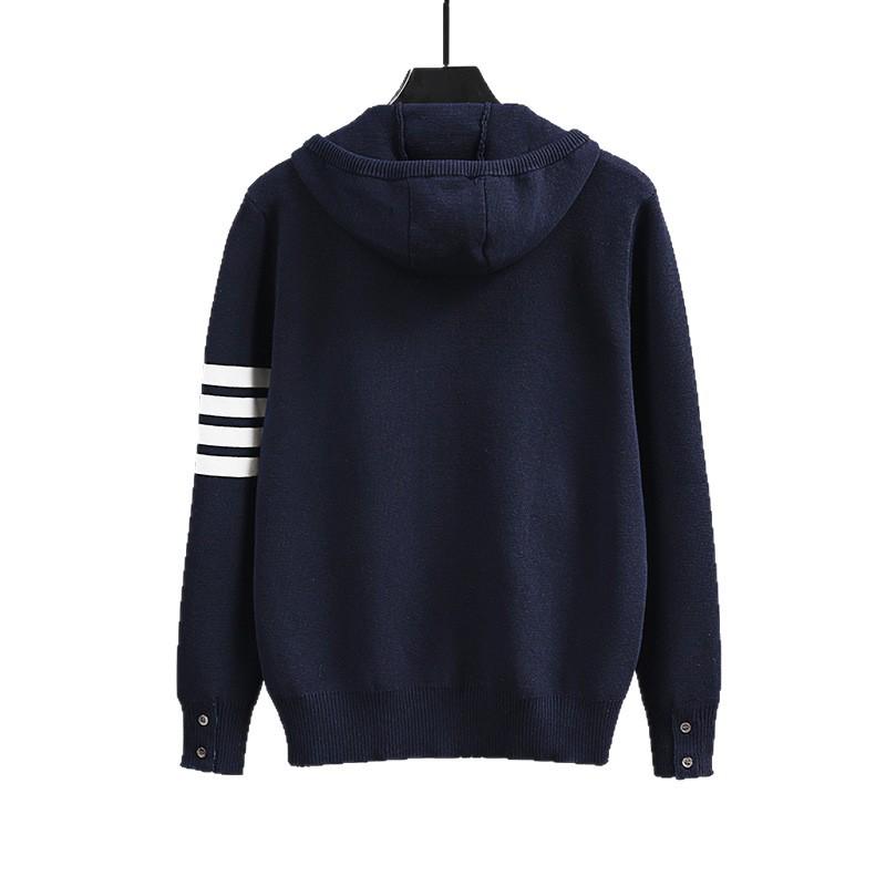 2025 Unisex College Style Hooded Cardigan with Four Stripes