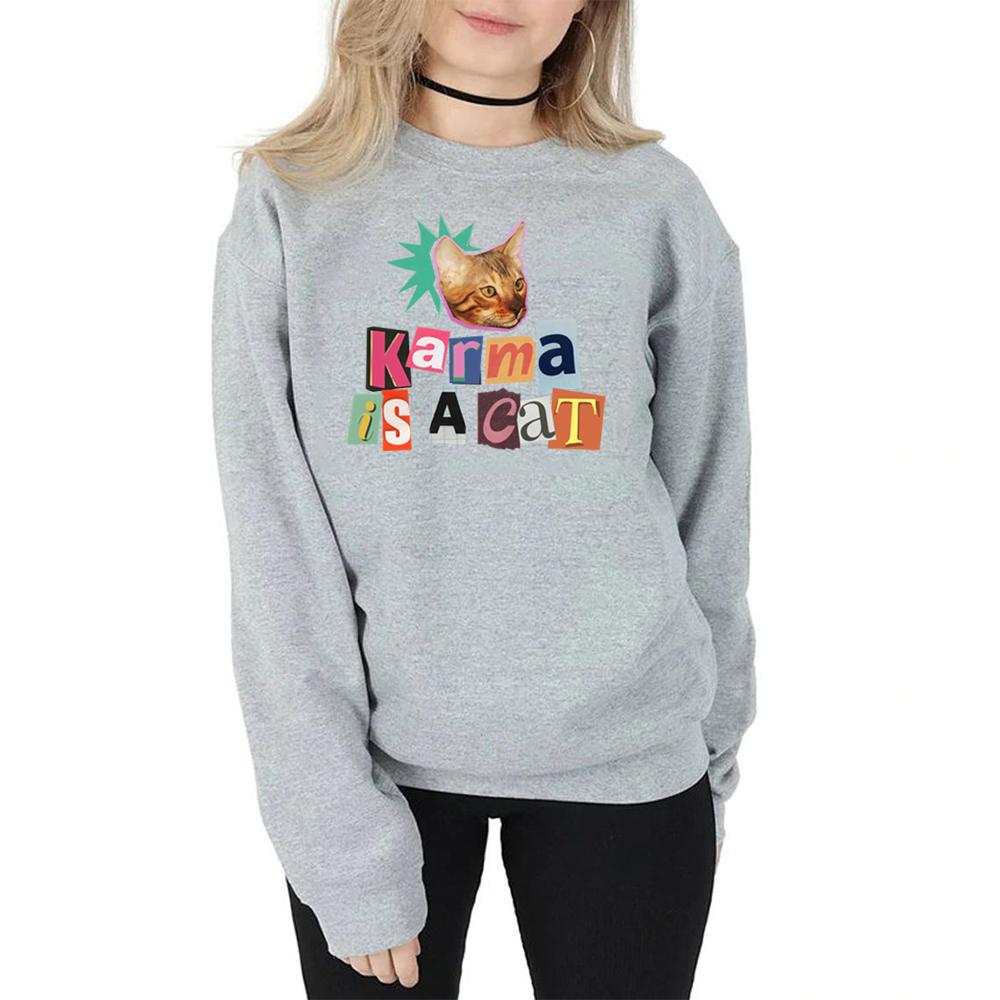 Unisex Süßes Karma Is A Cat Sweatshirt Meet Me At Midnight Hoodie Neues Album Midnight Inspirierter Pullover Karma Sweatshrits Katzenmama Geschenk
