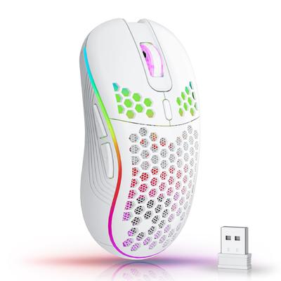 2,4G bezdrátová herní myš s osvětlením RGB a nabíjecí myš s nastavitelným DPI ergonomický voštinový design pro stolní notebook