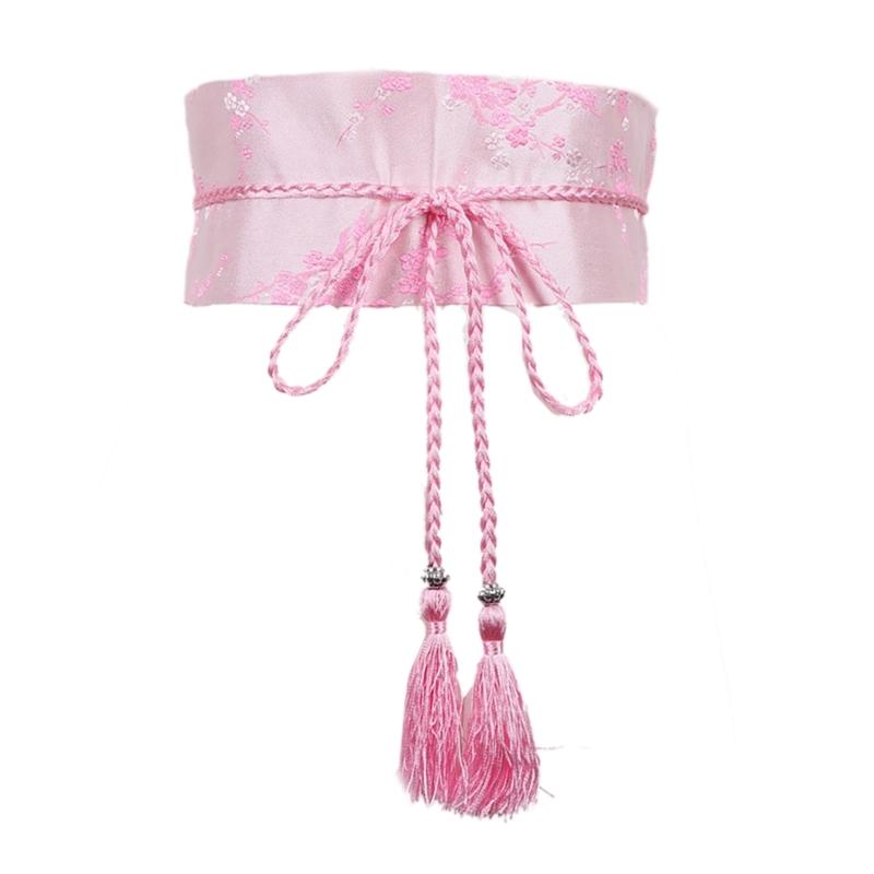 Japanese Style Clothing Kimono Wide Belt Women Sash Tie Streetwear Hanfu Belt Chinese Embroidered Fower Tassel Bandage Belt