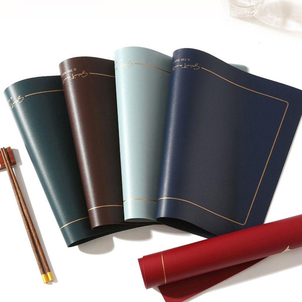 Chinese Style Leather Placemat PU Leather Western Placemat Heat Insulation Mat  Restaurant Use