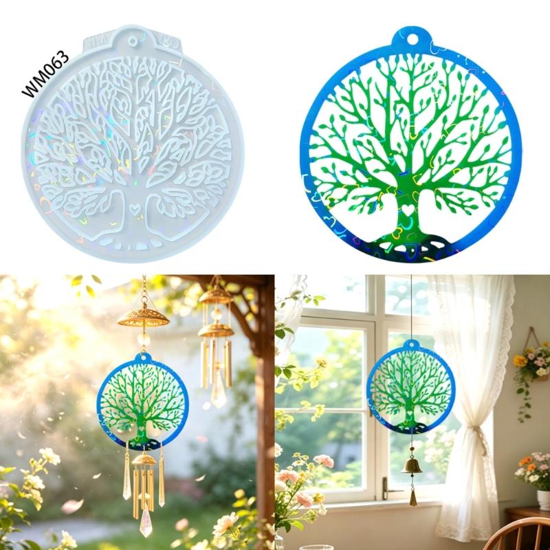 Round Branch Resin Mold Silicone Casting Mold with Leaf Cutout Details, Easy Release Design for DIY Hanging Ornament and Handmade Craft Use