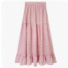 200 Plus Size Women's Korean Retro Easy Matching High Waist Stitching Wooden Ear Color-Contrast Check Cake Skirt Slim Looking
