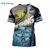 Men Shirts Graphic Tee Fish Print Short Sleeved T-shirt for Men Fish Graphic