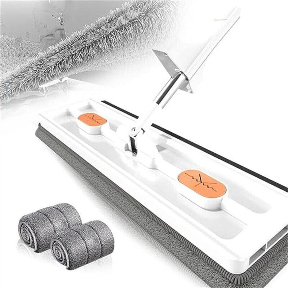 

42cm Large Flat Mop Stainless Steel Microfiber Floor Mop Lazy Cleaning Mop for Home Cleaning Tool білий
