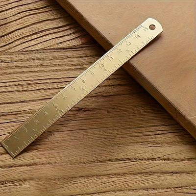 2 Stück/1 Stück 6 Zoll Messinglineal, 1 mm dick, Doppelskala Englisch & Metrisch mit gravierten Markierungen, Griff & Loch zum Aufhängen, Weihnachtsgeschenk