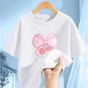 Girls Short Sleeve Tshirt Bow Print Summer Fashion HalfSleeved Top Polyester Fabric