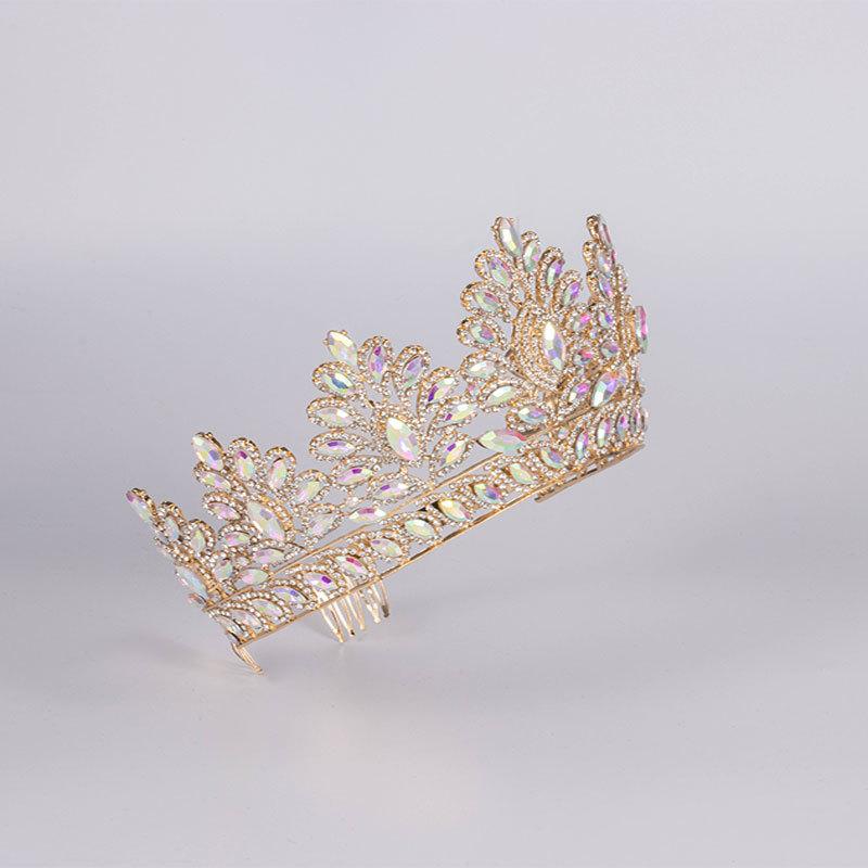 

Французский свет роскошная блестящая корона на день рождения аксессуары сплав корона головной убор свадебный гребень для волос золотой