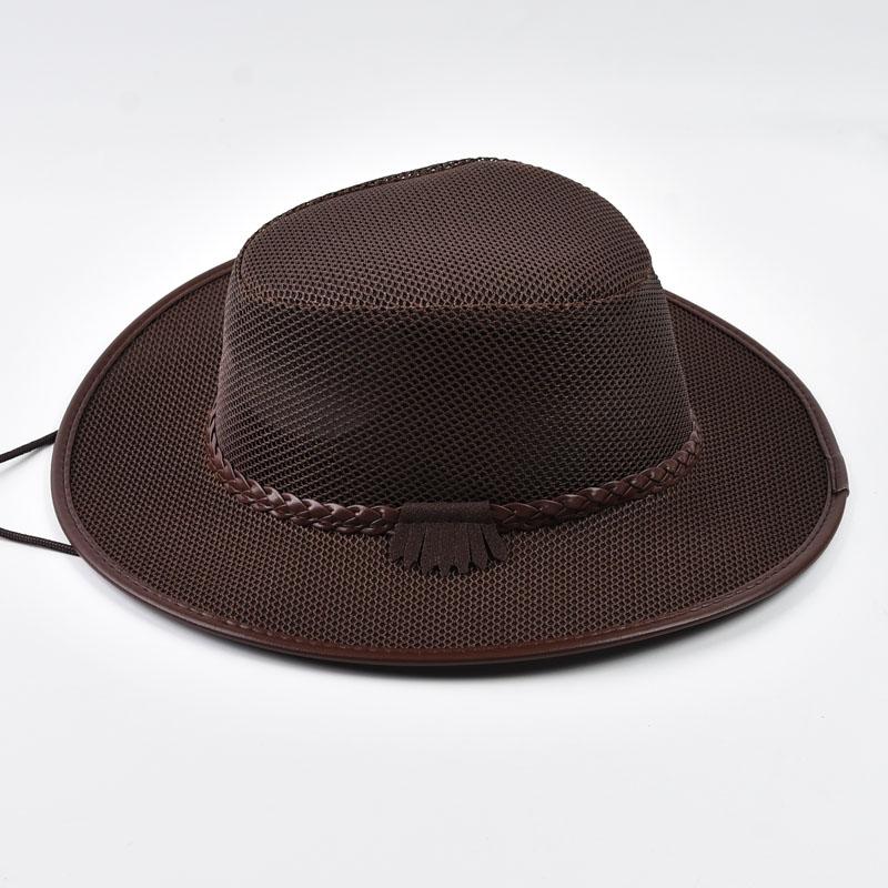 Men Western Cowboy Hat Spring &Summer Mesh Fabric Breathable Sun hat