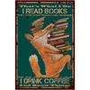 Vintage Metallposter Wandkunst, Geschenk für Kaffee- und Buchliebhaber, Rustikales Blechschild für Bibliotheks-Heimdekoration