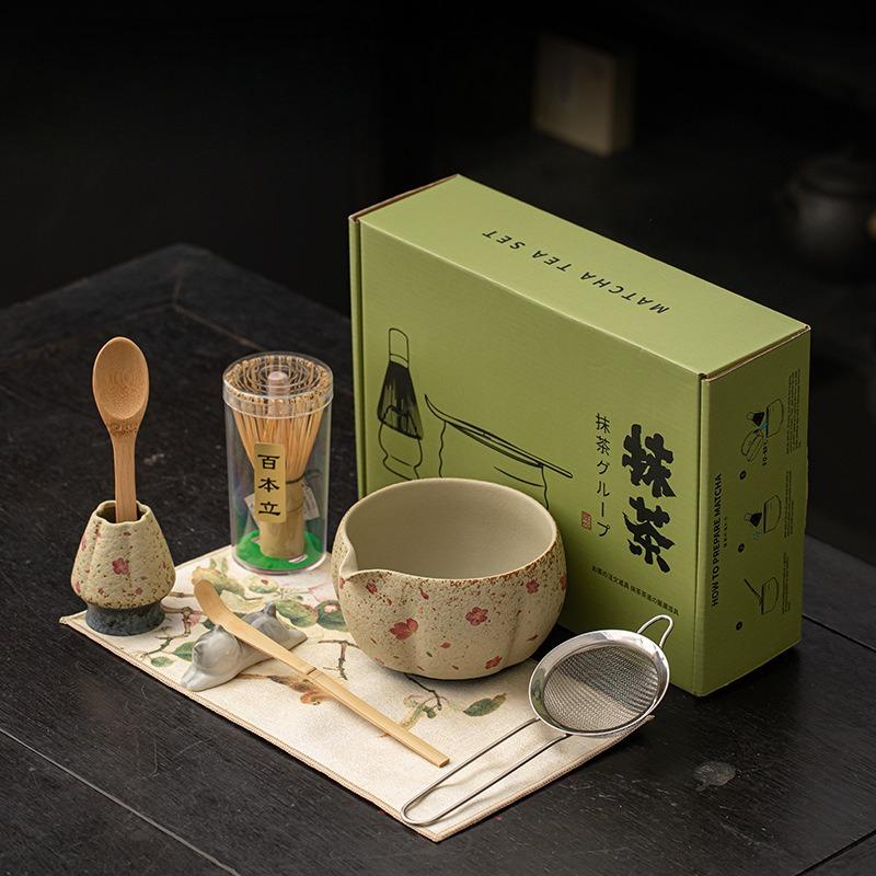 8-Pcs Matcha Set with Bowl, Bamboo Whisk (Chasen) & Holder Perfect Matcha Kit for Matcha Lovers & Gift Giving